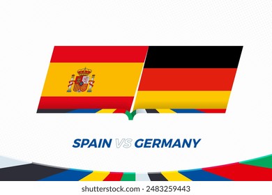 Spain vs Germany in Football Competition, Quarter-finals. Versus icon on Football background. Sport vector icon.