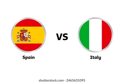 Partido España vs Italia aislado en blanco 