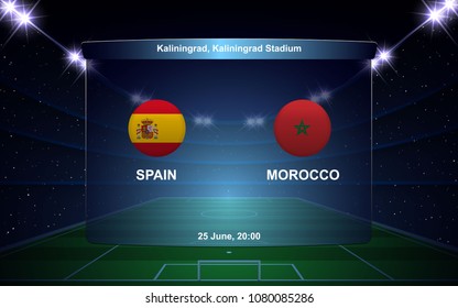 Spain Vs Morocco Football Scoreboard Broadcast Graphic Soccer Template