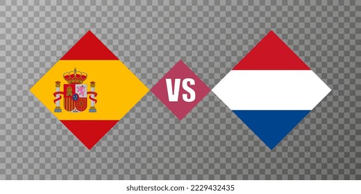 Spain vs Netherlands flag concept. Vector illustration.