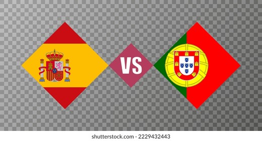 Spain vs Portugal flag concept. Vector illustration.