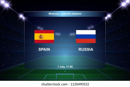 Spain vs Russia football scoreboard broadcast graphic soccer template
