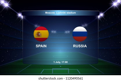 Spain vs Russia football scoreboard broadcast graphic soccer template
