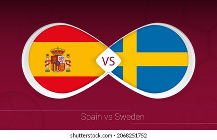 Spain vs Sweden in Football Competition, Group B. Versus icon on Football background. Vector illustration.