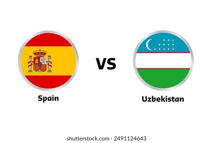 Spain vs Uzbekistan match , isolated on white background