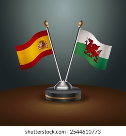 A tabela de Espanha e País de Gales sinaliza a relação com o plano de fundo do gradiente. Ilustração de vetor