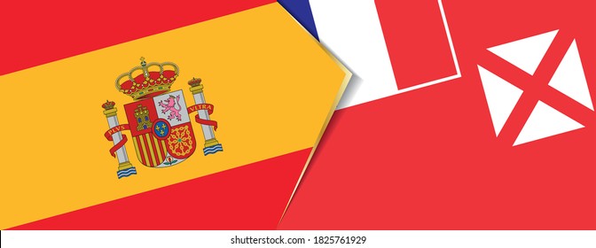 Spain and Wallis and Futuna flags, two vector flags symbol of relationship or confrontation.