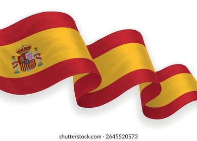 Spain waving flag with bright colors on clean background