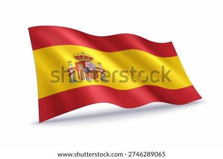 Spain waving flag of isolated on white background.