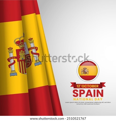Spain waving flag on white background for Spain national day