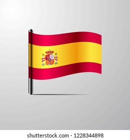 Spain waving Shiny Flag design vector