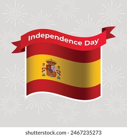 Spain Wavy Flag Independence Day Banner Background