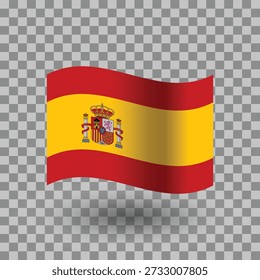 Spain wavy flag isolated transparent background