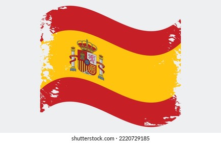 Spain wavy grunge Brush Flag Design
