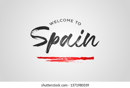 Spain Welcome To Word Text with Creative Handwritten Font Design Vector Illustration. - Vector 