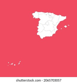 mapa blanco españa con detalles negros fondo rojo aislado 