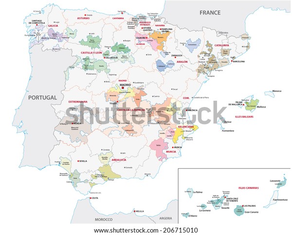 Image Vectorielle De Stock De Espagne Carte De La Region Viticole