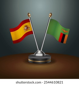 A tabela da Espanha e da Zâmbia sinaliza a relação com o plano de fundo gradiente. Ilustração de vetor