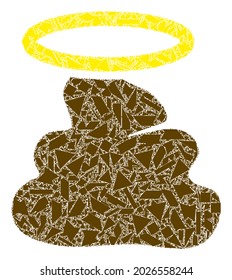Spall mosaic holy shit icon. Holy shit mosaic icon of debris items which have different sizes, and positions, and color shades. Vector composition for abstract images.