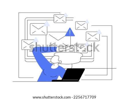 Spam abstract concept vector illustration. Unsolicited electronic messages distribution, malware spreading, junk email, set mail filter, web security threat, digital communication abstract metaphor.