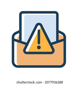 spam alert email warning single isolated icon with dash or dashed line style