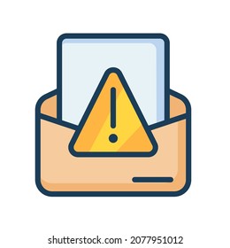 advertencia de correo electrónico de alerta de spam icono aislado único con estilo de línea rellenado
