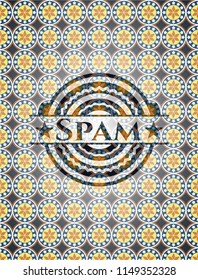 Spam arabic badge background. Arabesque decoration.