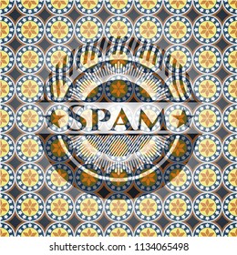 Spam arabic style badge. Arabesque decoration.