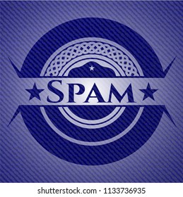 Spam badge with denim background