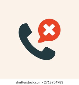 Icono de advertencia de llamada de spam, Ilustración de concepto bloqueado de llamada telefónica no deseada