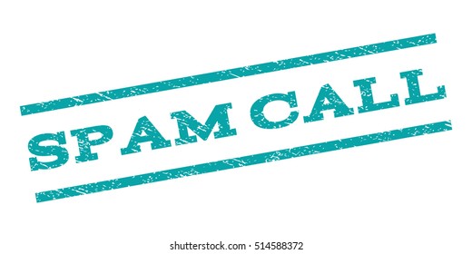 Spam Call watermark stamp. Text caption between parallel lines with grunge design style. Rubber seal stamp with unclean texture. Vector color ink imprint on a white background.