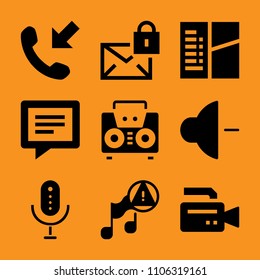 spam, computer, message, louder, button and cellphone icon vector set. Flat vector design with filled icons. Designed for web and software interfaces