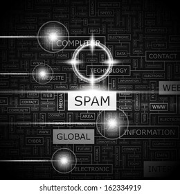 SPAM. Concept illustration. Graphic tag collection. Word cloud collage. Vector illustration.