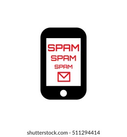 Spam Concept with Mail and Smartphone Icon Isolated on White. Telephone Spamming Vector Symbol