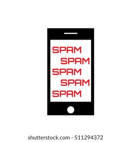 Spam Concept with Smartphone Icon Isolated on White. Telephone Spamming Vector Symbol