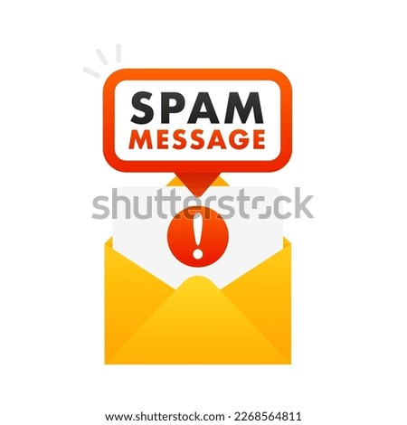 Spam email concept. SPAM email vector icon. Advertising, phishing, distribution of malware through spam messages. Spam messager. Danger error alerts, virus problem. Vector illustration