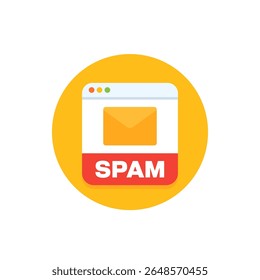 Icono del email del spam, diseño plano