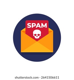 Spam email icon in flat style