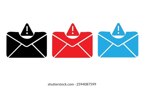 Spam Email Icon set,  Design Spam Icon Style on white background 