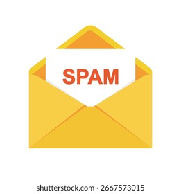 Icono de correo electrónico no deseado en sobre amarillo – Concepto de comunicación digital	