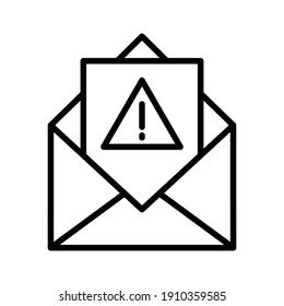 Spam, email, mail, warning icon vector image. Can also be used for internet security. Suitable for use on web apps, mobile apps and print media.