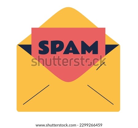 Spam email message mail scam virus exclamation error concept. Vector graphic design illustration