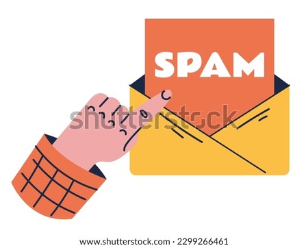 Spam email message mail scam virus exclamation error concept. Vector graphic design illustration