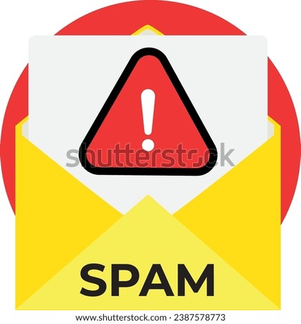 SPAM email vector icon. Advertising, phishing, distribution of malware through spam messages. Spam email message distribution, malware spreading virus