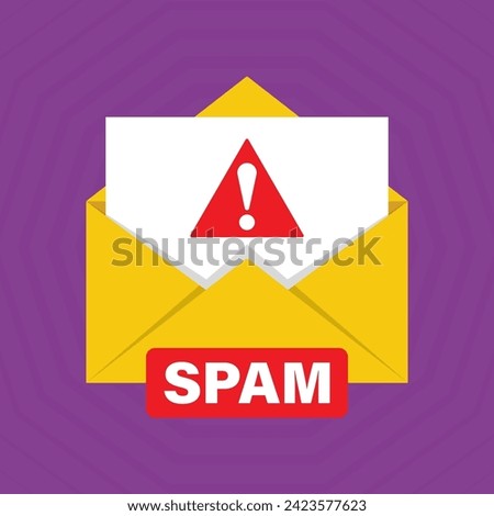 SPAM email vector icon. Advertising, phishing, distribution of malware through spam messages. Spam email message distribution, malware spreading virus