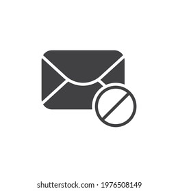 Spam email vector icon. filled flat sign for mobile concept and web design. Blocked mail glyph icon. Symbol, logo illustration. Vector graphics