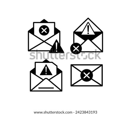 spam email virus malware alert icon vector design simple black white illustration collections isolated