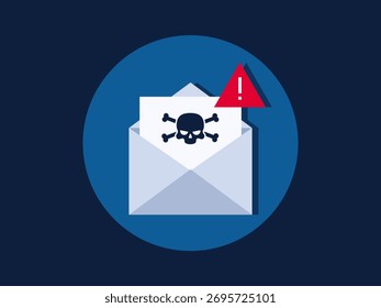 Ilustração vetorial do conceito de aviso de e-mail de spam em design plano moderno