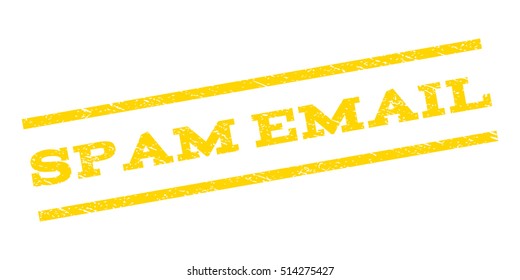 Spam Email watermark stamp. Text tag between parallel lines with grunge design style. Rubber seal stamp with unclean texture. Vector yellow color ink imprint on a white background.