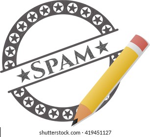 Spam-Emblem-Zeichnen mit Bleistift-Effekt